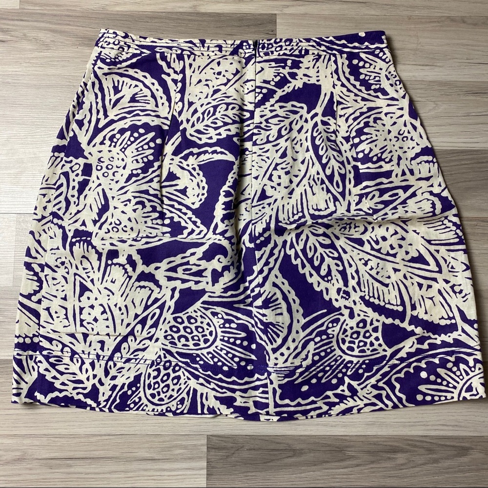 Loft Purple White Floral Linen Blend Skirt - Picture 3 of 5